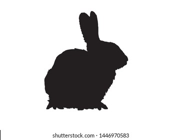 Graphical bunny silhouette isolated on white background,vector illustration for logo,tattoo icons and printing