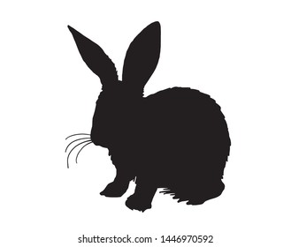 Graphical bunny silhouette isolated on white background,vector illustration for logo,tattoo icons and printing