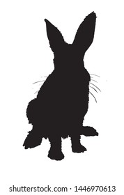 Graphical bunny silhouette isolated on white background,vector illustration for logo,tattoo icons and printing