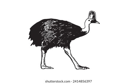 Pajarito gráfico en cascada sobre fondo blanco, ilustración vectorial