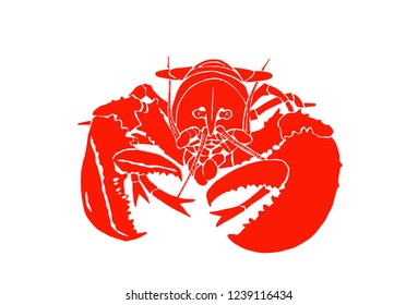 Graphical color crab isolated on white background,vector illustration, red lobster