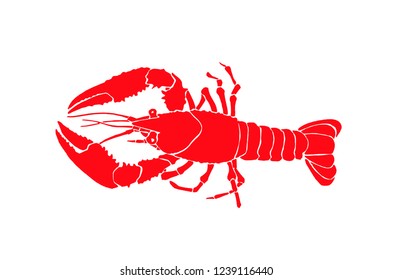 Graphical color crab isolated on white background,vector illustration, red lobster