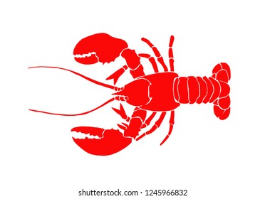 Graphical color crab isolated on white background,vector illustration, red lobster