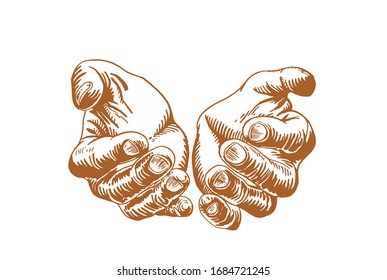 Graphical color human arms isolated on white,vector  element for design