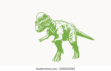graphical color Pachycephalosaurus standing isolated on white,vector illustration,dinosaur