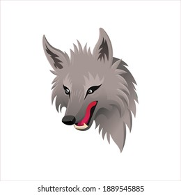 Graphical color portrait of wolf isolated on white background