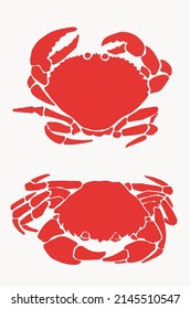 Graphical color set of crabs isolated on white background,vector sea-food elements