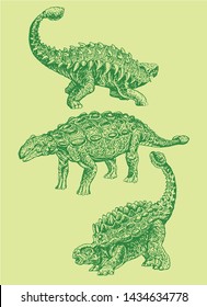 Graphical color set of dinosaurs  , pop art background,vector sketch for typography