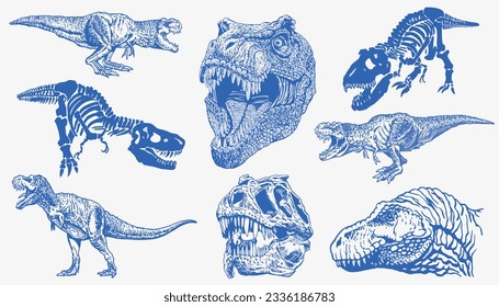 Graphical color set of dinosaurs,vector tyrannosaurus for design, covers,background