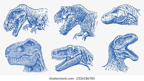 Graphical color set of dinosaurs,vector tyrannosaurus for design, covers,background