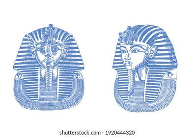 Graphical color set of tutankhamunes isolated on white background,vector illustration