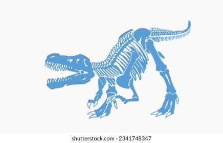 Graphical color skeleton of tyrannosaurus , vector dinosaur of jurassic period, illustration for educational books,printing