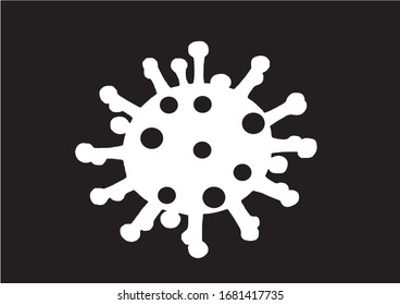 Graphical coronavirus icon isolated on black, vector silhouette of molecule , pandemic sign