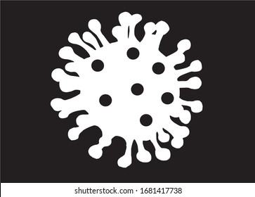 Graphical coronavirus icon isolated on black, vector silhouette of molecule , pandemic sign