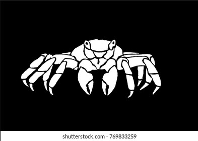 Graphical crab isolated on black background,vector illustration
