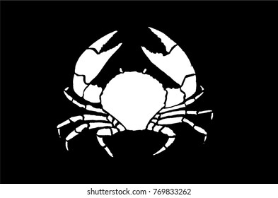 Graphical crab isolated on black background,vector illustration