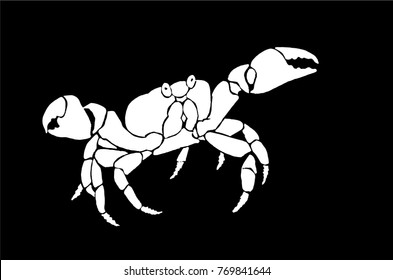 Graphical crab isolated on black background,vector illustration