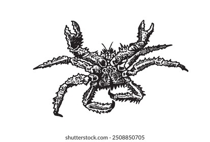 Graphical crab isolated on white, seafood . Vector illustration