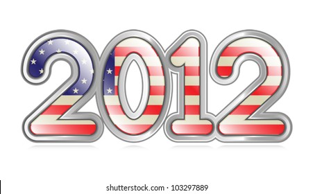 A graphical depiction of the number "2012" with an american flag pattern. Eps 10 Vector.