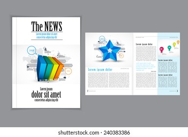 Graphical design magazine template. Eps 10 vector