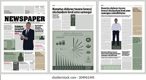 Graphical design newspaper template with infographic