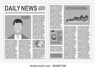 Graphical design newspaper template with infographic