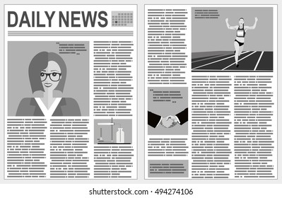 Graphical design newspaper template with infographic