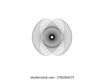 Grafische Designs mit verschiedenen Kurven in kreisförmiger Form oder wie eine Blume. Firmenlogo mit Augenform-Konzept. Wireframe mandala-Technologiezeichen, Vektorgrafik einzeln auf weißem Hintergrund 