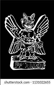 Graphical devil isolated on black background,vector illustration, God pazuzu