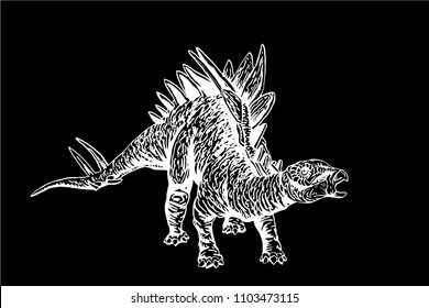 Graphical dinosaur running and roaring isolated on white,vector Velociraptor illustration,tattoo