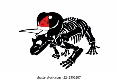 Graphical dinosaur in santa claus hat,new year illustration