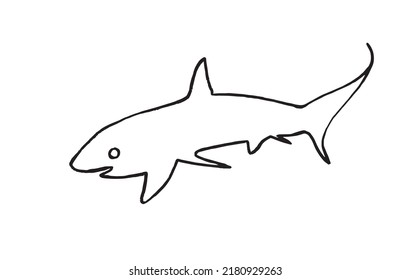 Graphical Doodle Drawing Shark Isolated On Stock Vector (Royalty Free ...