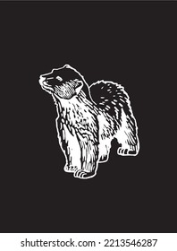 Grafische Zeichnung des Eisbären einzeln auf Schwarz, Vektorgrafik	