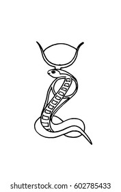 Graphical Egypt snake isolated on white background, tattoo, for coloring and printing