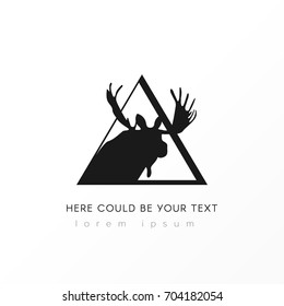 Graphical elk/deer illustration in triangle. Vector image.
