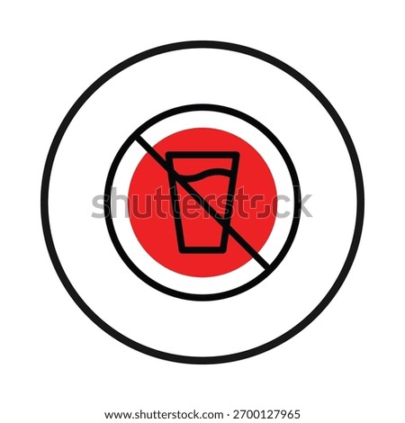 Graphical emblem showing a restriction on liquid consumption, represented by a water glass within a circular symbol with a prohibiting line. It signifies a restriction policy for certain beverages.