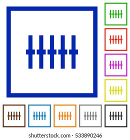 Graphical equalizer flat color icons in square frames