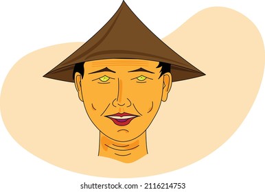 The graphical face of a fisherman. 