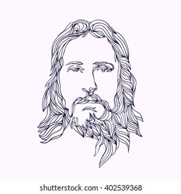 graphical face Jesus  Face Jesus  Hand drawn art 