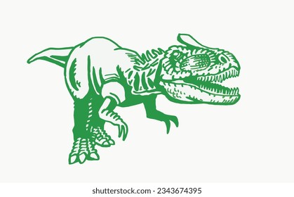 Graphical green tyrannosaurus , vector color illustration