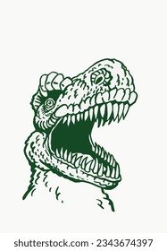 Graphical green tyrannosaurus , vector color illustration