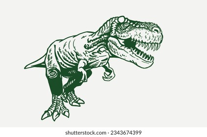 Graphical green tyrannosaurus , vector color illustration