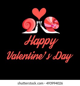 Graphical greeting card with snails to Valentines Day