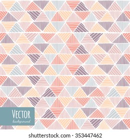 Graphical hand drawn vector seamless pattern.Geometrical linear triangles pattern.