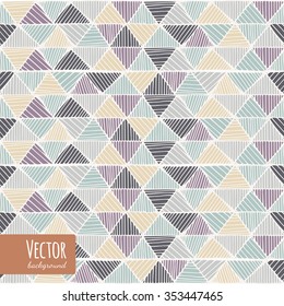 Graphical hand drawn vector seamless pattern.Geometrical linear triangles pattern.