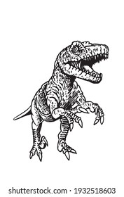 Graphical Hand-drawn Raptor Isolated On White Background, Vector Illustration