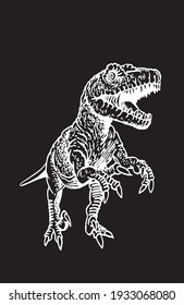 Graphical hand-drawn raptor isolated on black background, vector illustration