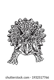 Graphical hand-drawn triceratops isolted on white background, vector illustration