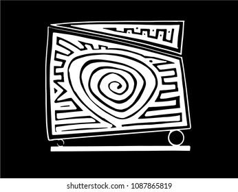 Graphical hand-painted abstract illustration isolated on black background,vector sketch for printing