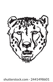 Graphical head of leopard on white background, vector illustration	